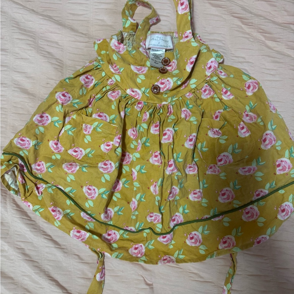 Mustard and pink floral sweet honey dress